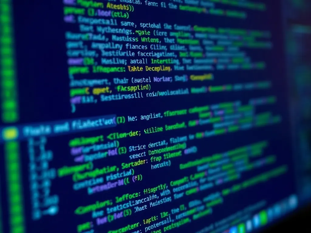 Close up of a computer screen with financial code, data sync